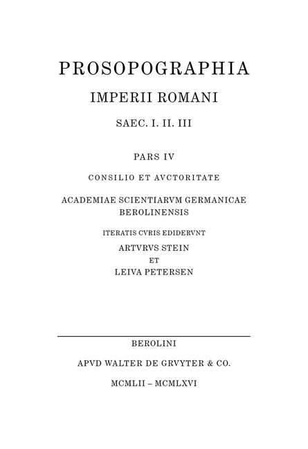 Produktbild: Prosopographia Imperii Romani Saec I, II, III / [G - I]