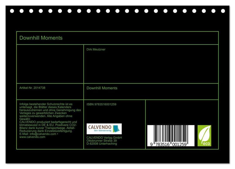 Produktbild: Downhill Moments (Tischkalender 2026 DIN A5 quer), CALVENDO Monatskalender