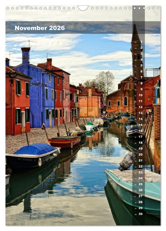 Produktbild: L'isola di Burano - Ein Spaziergang &uuml;ber die farbenfrohe Insel (Wandkalender 2026 DIN A3 hoch), CALVENDO Monatskalender