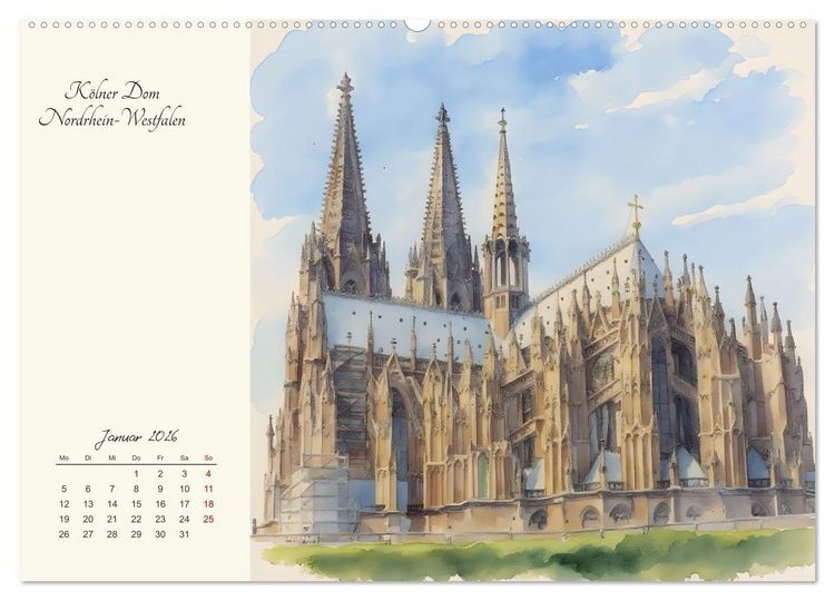 Produktbild: Historische Deutsche Wahrzeichen (hochwertiger Premium Wandkalender 2026 DIN A2 quer), Kunstdruck in Hochglanz