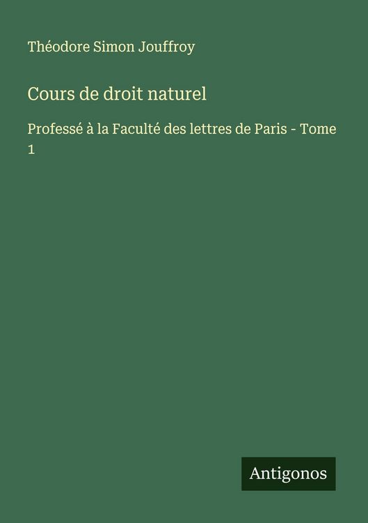 Produktbild: Cours de droit naturel