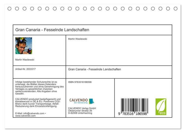 Produktbild: Gran Canaria - Fesselnde Landschaften (Tischkalender 2026 DIN A5 quer), CALVENDO Monatskalender
