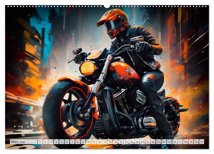 Produktbild: Coole KI-generierte MOTORR&Auml;DER (hochwertiger Premium Wandkalender 2026 DIN A2 quer), Kunstdruck in Hochglanz