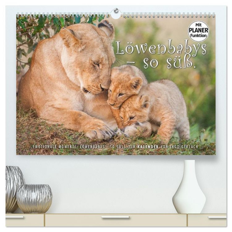 Produktbild: Emotionale Momente: L&ouml;wenbabys - so s&uuml;&szlig;. (hochwertiger Premium Wandkalender 2026 DIN A2 quer), Kunstdruck in Hochglanz