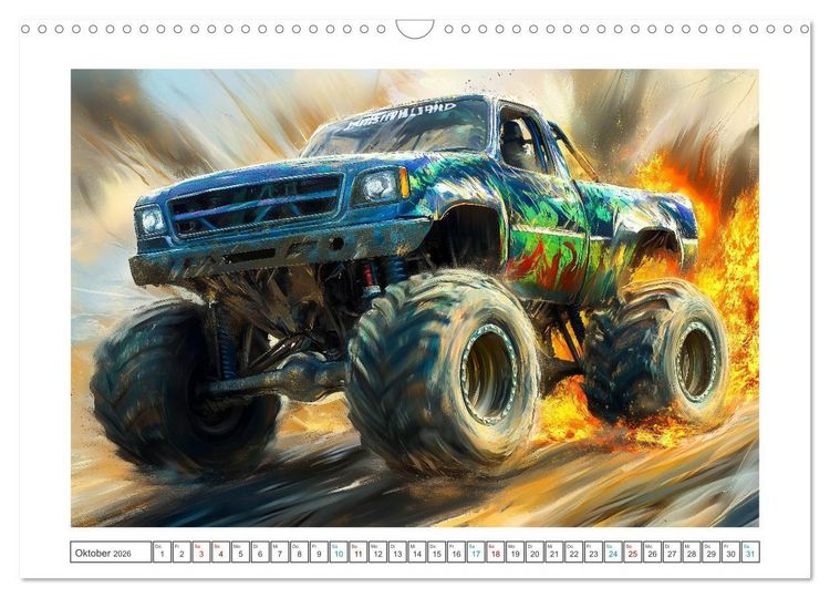 Produktbild: Die Macht der Monstertrucks (Wandkalender 2026 DIN A3 quer), CALVENDO Monatskalender