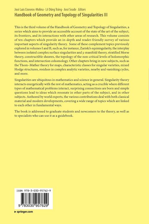 Produktbild: Handbook of Geometry and Topology of Singularities III