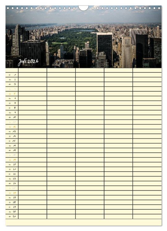 Produktbild: New York Familienplaner (Wandkalender 2026 DIN A3 hoch), CALVENDO Monatskalender