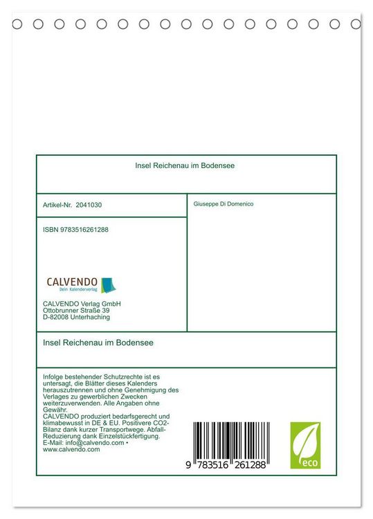 Produktbild: Insel Reichenau im Bodensee (Tischkalender 2026 DIN A5 hoch), CALVENDO Monatskalender