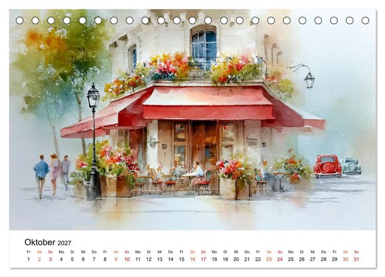 Produktbild: Paris in sanften Farben (Tischkalender 2027 DIN A5 quer), CALVENDO Monatskalender