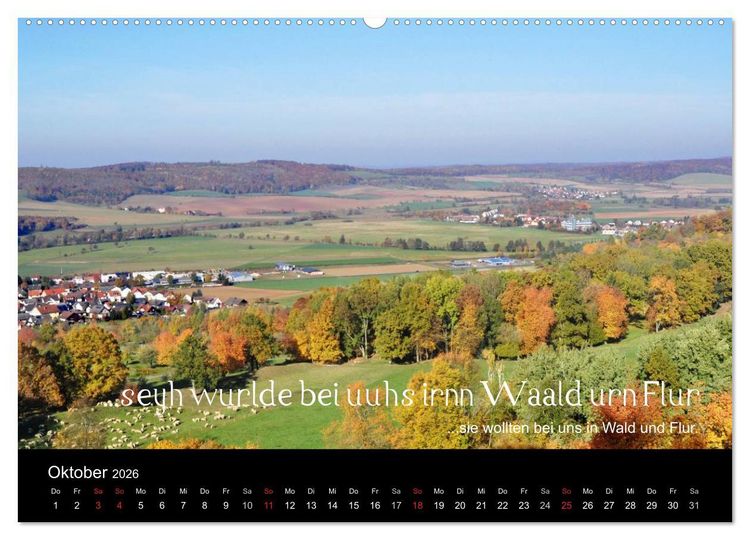 Produktbild: Die Wetterau mit Mundart-Statements (hochwertiger Premium Wandkalender 2026 DIN A2 quer), Kunstdruck in Hochglanz