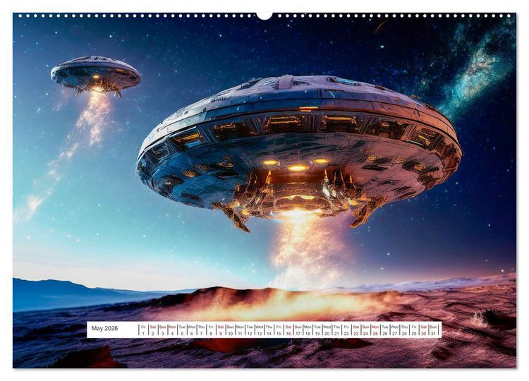 Produktbild: Flying saucers - The great journey (High Quality Premium Wall Calendar 2026 DIN A2 landscape),CALVENDO 12 Month Wall Calendar