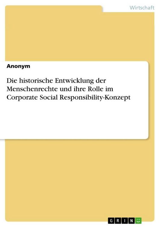 Produktbild: Die historische Entwicklung der Menschenrechte und ihre Rolle im Corporate Social Responsibility-Konzept