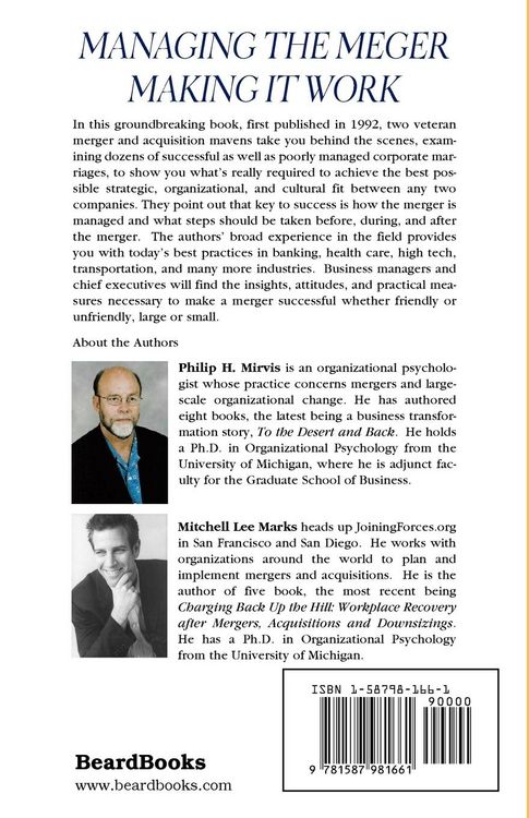 Produktbild: Managing the Merger: Making It Work