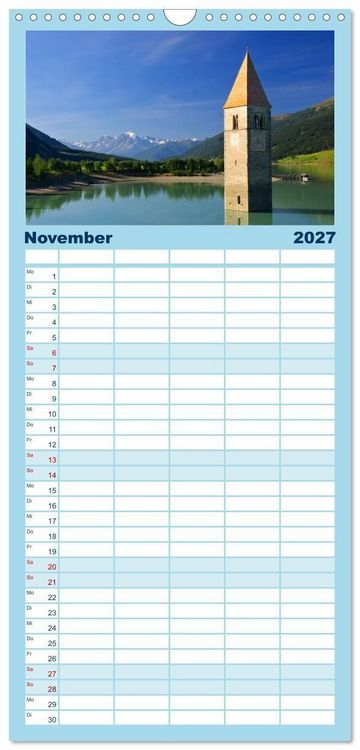 Produktbild: Familienplaner 2027 - Vinschgau - Die Sonnenseite S&uuml;dtirols mit 5 Spalten (Wandkalender, 21 x 45 cm) CALVENDO