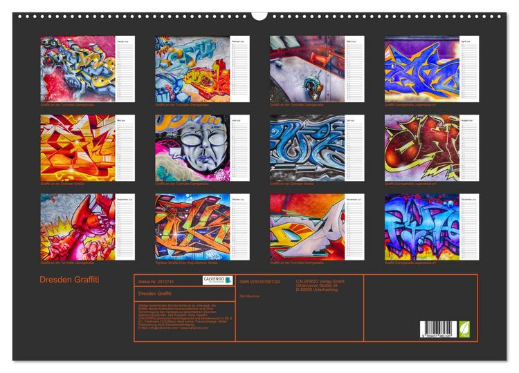 Produktbild: Dresden Graffiti (Wandkalender 2026 DIN A2 quer), CALVENDO Monatskalender