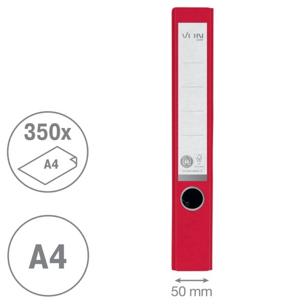 Produktbild: VON Ordner Vollpapierbezug schmal rot
