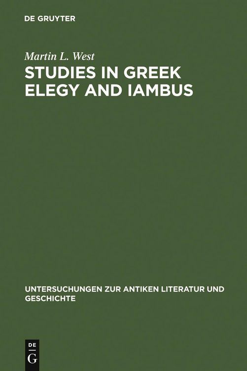 Produktbild: Studies in Greek Elegy and Iambus