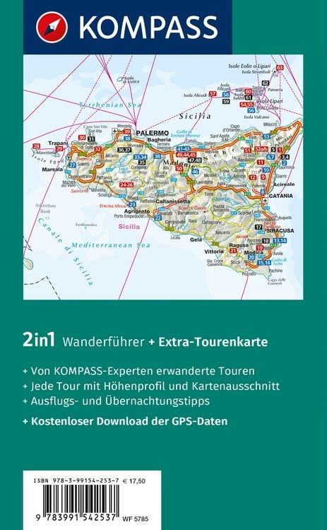 Produktbild: KOMPASS Wanderführer Sizilien und Liparische Inseln, 60 Touren mit Extra-Tourenkarte