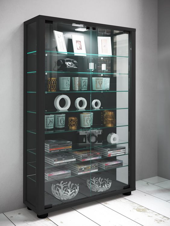 Produktbild: Holz Glas Stand Vitrine Sammelvitrine Lumo Mini