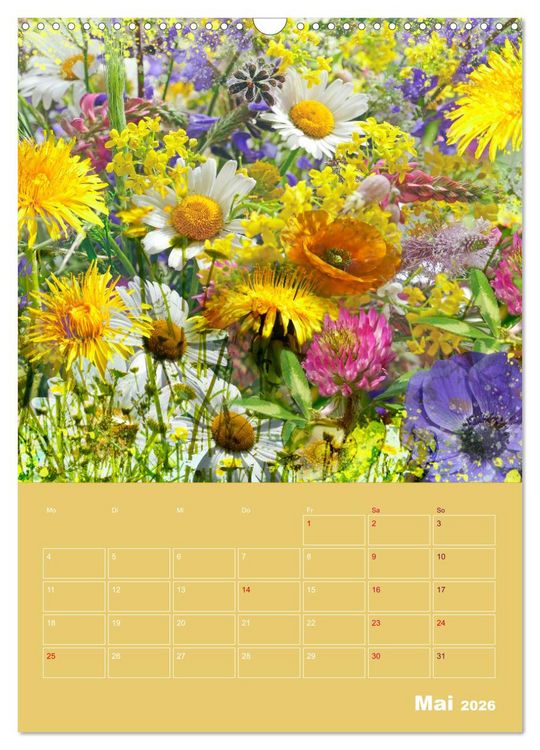 Produktbild: Kunterbunt gemischt - Kunterbunt gemischt - Farbenfroher Jahresplaner mit aufw&auml;ndigen Pflanzencollagen (Wandkalender 2026 DIN A3 hoch), CALVENDO Monatskalender