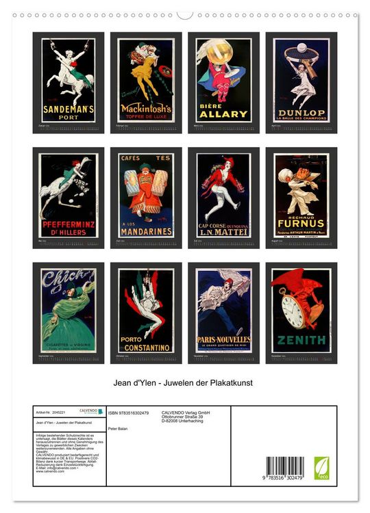 Produktbild: Jean d'Ylen - Juwelen der Plakatkunst (hochwertiger Premium Wandkalender 2026 DIN A2 hoch), Kunstdruck in Hochglanz