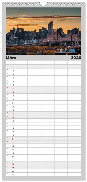 Produktbild: Familienplaner 2026 - New York Impressionen mit 5 Spalten (Wandkalender, 21 x 45 cm) CALVENDO