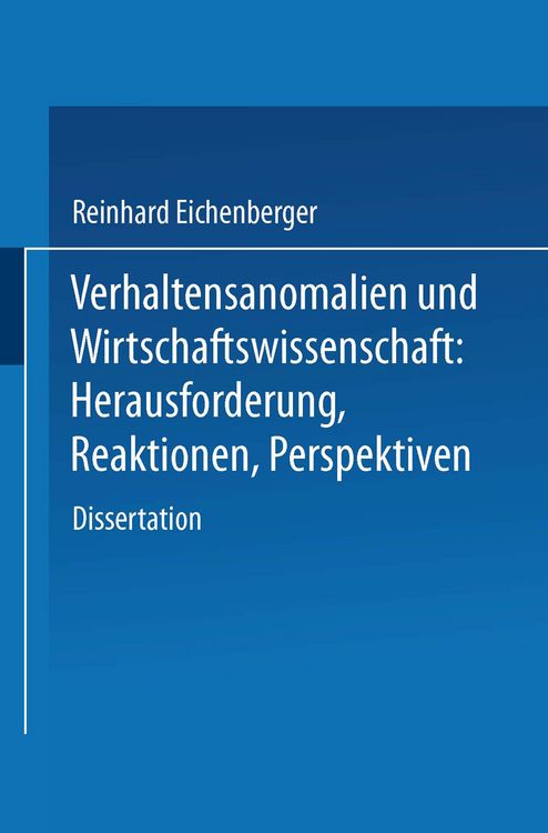 Produktbild: Verhaltensanomalien und Wirtschaftswissenschaft