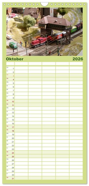 Produktbild: Familienplaner 2026 - Retro Modellbahnanlagen mit 5 Spalten (Wandkalender, 21 x 45 cm) CALVENDO