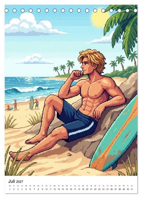 Produktbild: 8-Bit Adonis &ndash; Das Jahr in Pixeln (Tischkalender 2027 DIN A5 hoch), CALVENDO Monatskalender