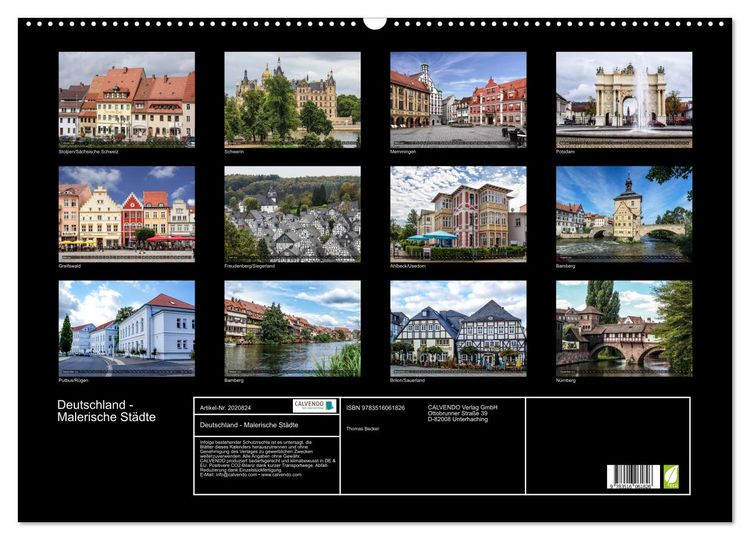 Produktbild: Deutschland - Malerische St&auml;dte (Wandkalender 2026 DIN A2 quer), CALVENDO Monatskalender