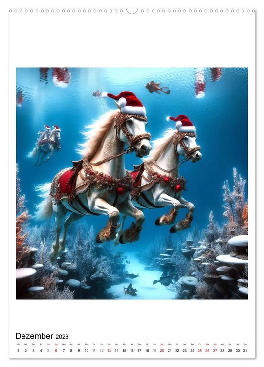 Produktbild: Pferde unter Wasser - Saddle up, die Tauchfahrt beginnt (hochwertiger Premium Wandkalender 2026 DIN A2 hoch), Kunstdruck in Hochglanz