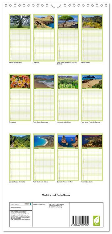 Produktbild: Familienplaner 2026 - Madeira und Porto Santo mit 5 Spalten (Wandkalender, 21 x 45 cm) CALVENDO