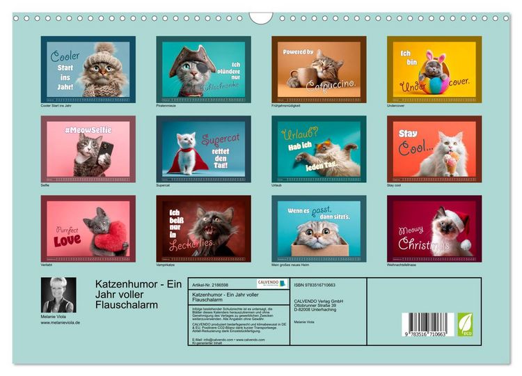 Produktbild: Katzenhumor - Ein Jahr voller Flauschalarm (Wandkalender 2026 DIN A3 quer), CALVENDO Monatskalender