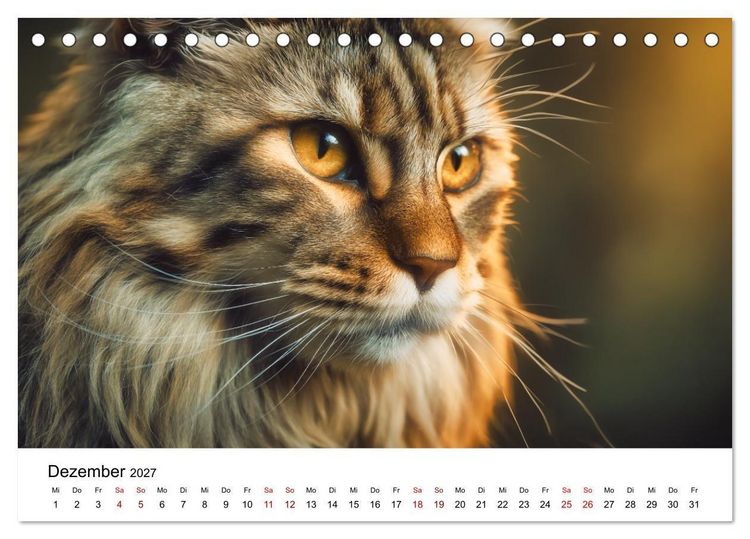 Produktbild: Eleganz in Pelz - ein Maine Coon - Kalender (Tischkalender 2027 DIN A5 quer), CALVENDO Monatskalender