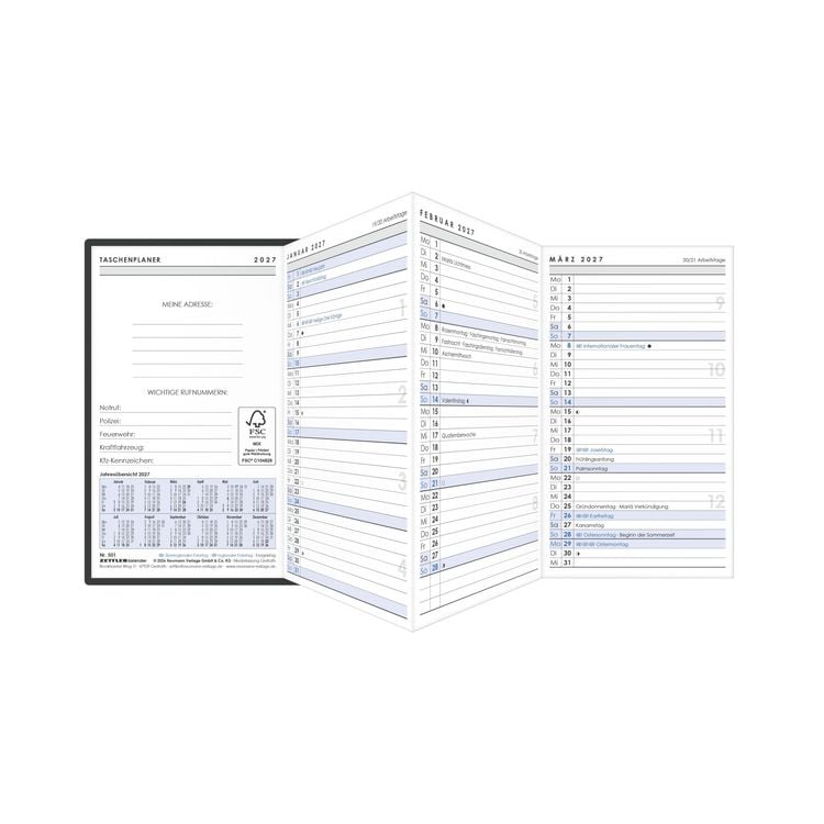Produktbild: Taschenplaner Leporello schwarz 2027