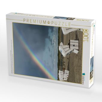 Produktbild: CALVENDO Puzzle Regenbogen nach Gewitterstimmung am Strand von Sankt Peter-Ording | 1000 Teile Lege-Gr&ouml;&szlig;e 64x48cm Foto-Puzzle f&uuml;r gl&uuml;ckliche Stunden