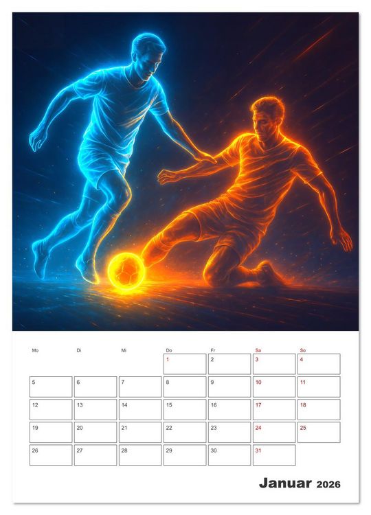 Produktbild: Vision Fu&szlig;ball Licht - Kraft - Spiel (Wandkalender 2026 DIN A4 hoch), CALVENDO Monatskalender