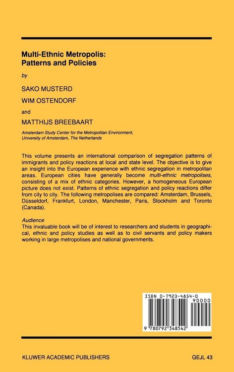 Produktbild: Multi-Ethnic Metropolis: Patterns and Policies