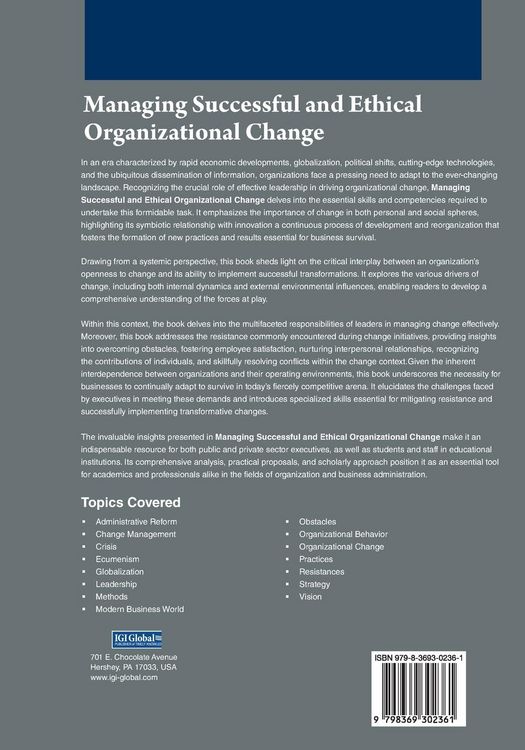Produktbild: Managing Successful and Ethical Organizational Change