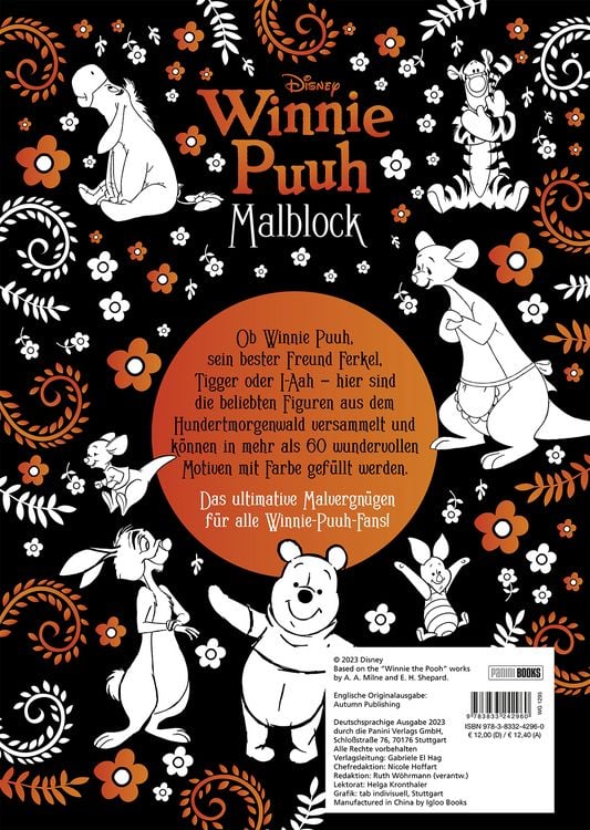 Produktbild: Disney Winnie Puuh: Malblock: &uuml;ber 60 wundervolle Motive zum Ausmalen!
