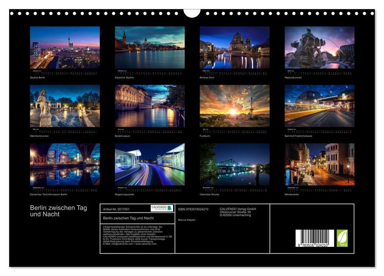Produktbild: Berlin zwischen Tag und Nacht (Wandkalender 2026 DIN A3 quer), CALVENDO Monatskalender