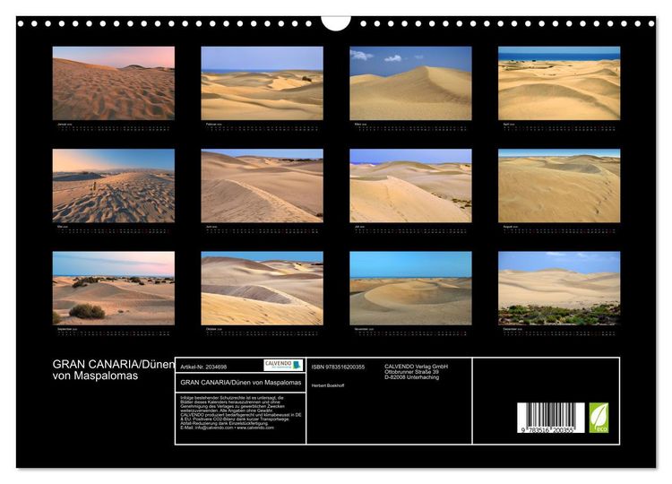 Produktbild: GRAN CANARIA/D&uuml;nen von Maspalomas (Wandkalender 2026 DIN A3 quer), CALVENDO Monatskalender
