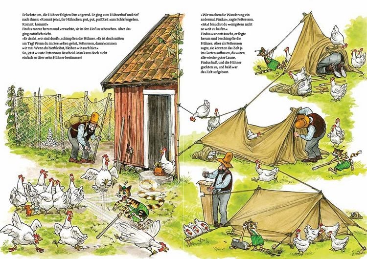 Pettersson und Findus. Pettersson zeltet
