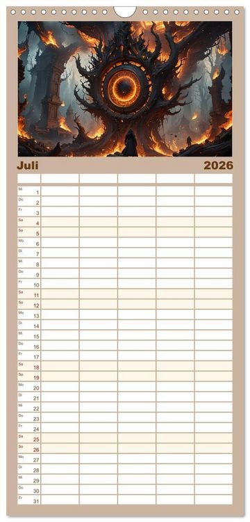 Produktbild: Familienplaner 2026 - Portale in fremde Welten - Mystische Pforten mit 5 Spalten (Wandkalender, 21 x 45 cm) CALVENDO
