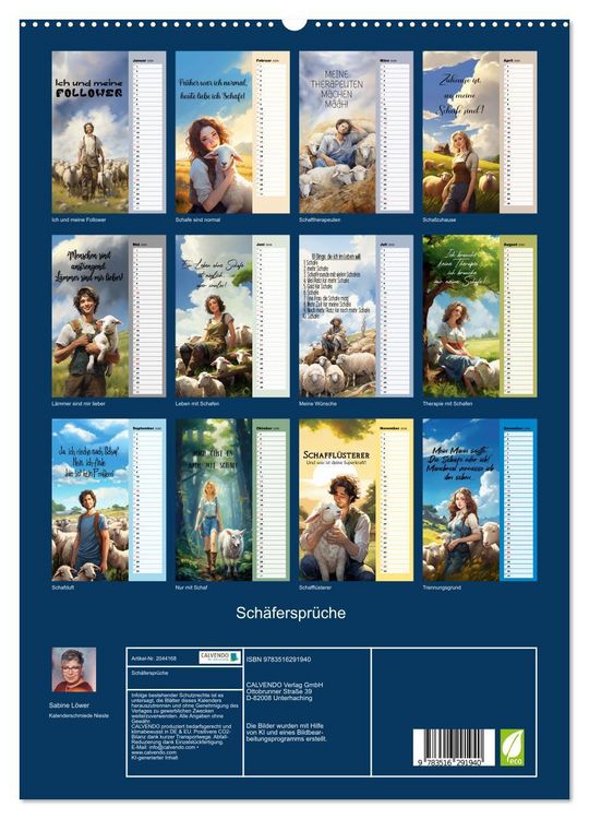 Produktbild: Sch&auml;ferspr&uuml;che (hochwertiger Premium Wandkalender 2026 DIN A2 hoch), Kunstdruck in Hochglanz