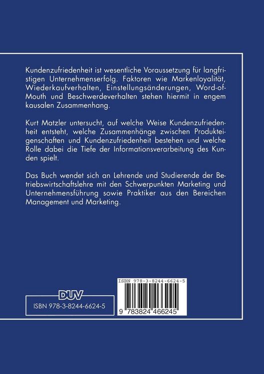 Produktbild: Kundenzufriedenheit und Involvement