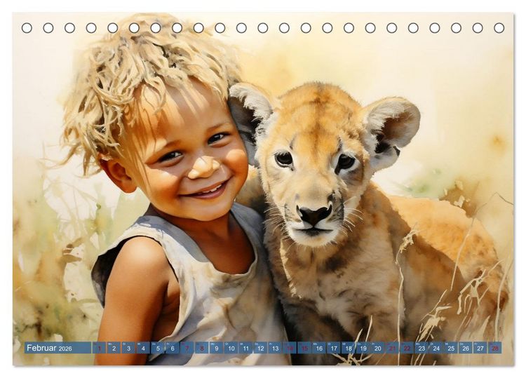 Produktbild: Kinder und Tiere (Tischkalender 2026 DIN A5 quer), CALVENDO Monatskalender