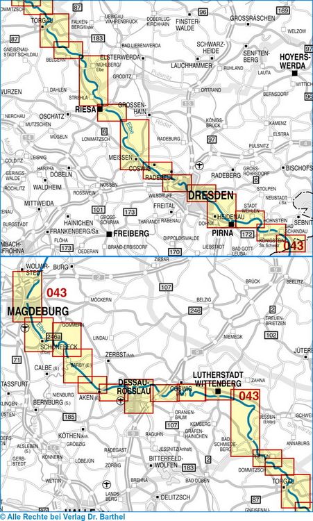 Produktbild: Radwanderkarte Elberadweg Bad Schandau - Magdeburg