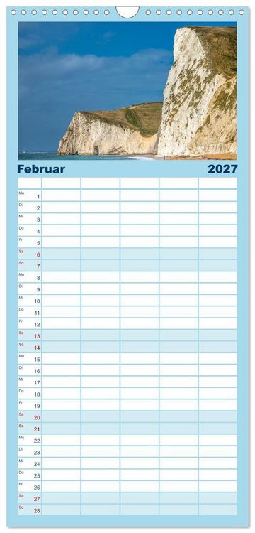 Produktbild: Familienplaner 2027 - Rundreise: Dorset in sieben Tagen mit 5 Spalten (Wandkalender, 21 x 45 cm) CALVENDO