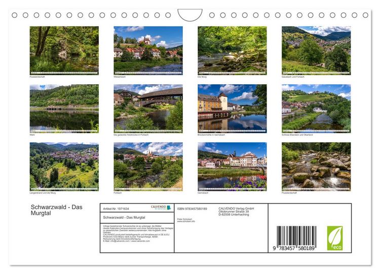 Produktbild: Schwarzwald - Das Murgtal (Wandkalender 2026 DIN A4 quer), CALVENDO Monatskalender